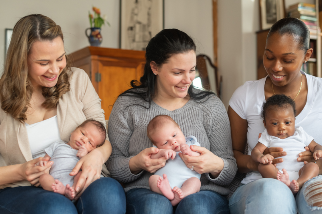 Moms with their babies. Prioritizing Care for Mothers: Supporting Health, Well-Being, and Empowerment